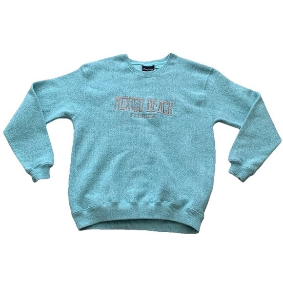Mexico Beach Fleece Lined Sweater Men’s Size XL Embroidered Aqua Comfortex USA - Picture 1 of 9